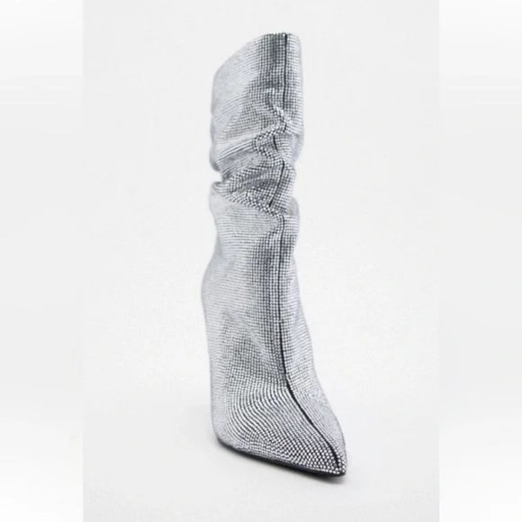 ZARA SPARKLY HIGH HEEL BOOTS - Picture 8 of 9